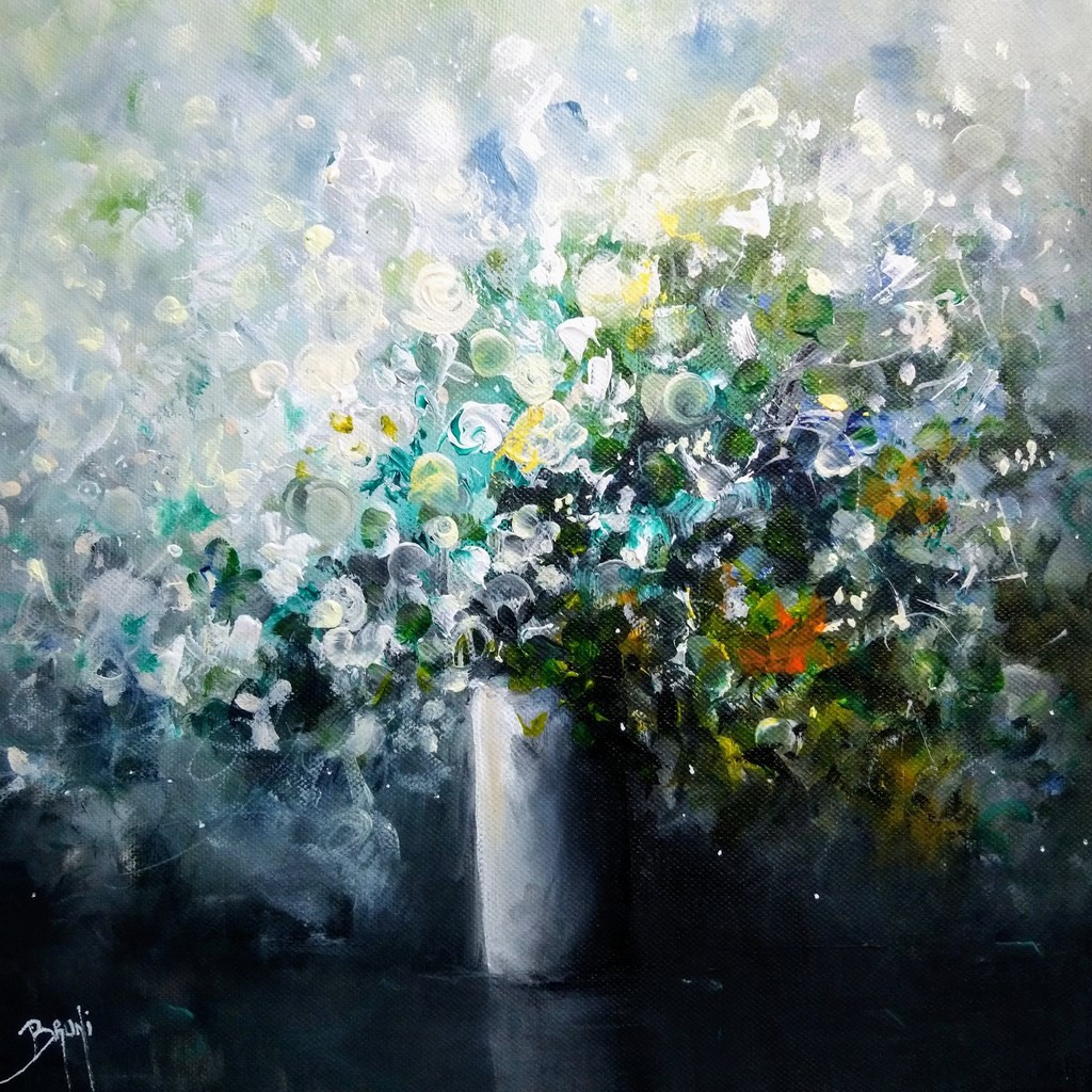 Bouquet of white roses - Peinture Eric Bruni