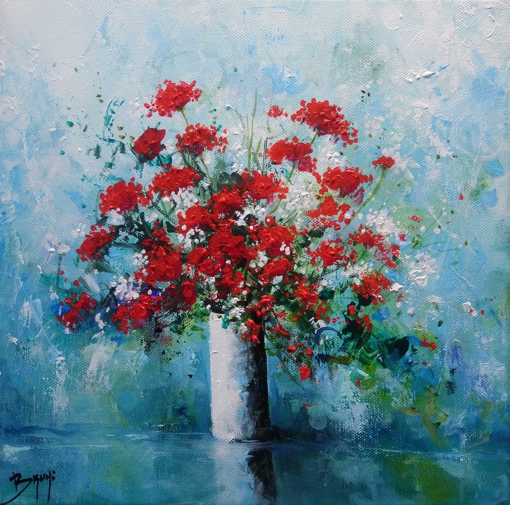 Bouquet de fleurs - Peinture Eric Bruni