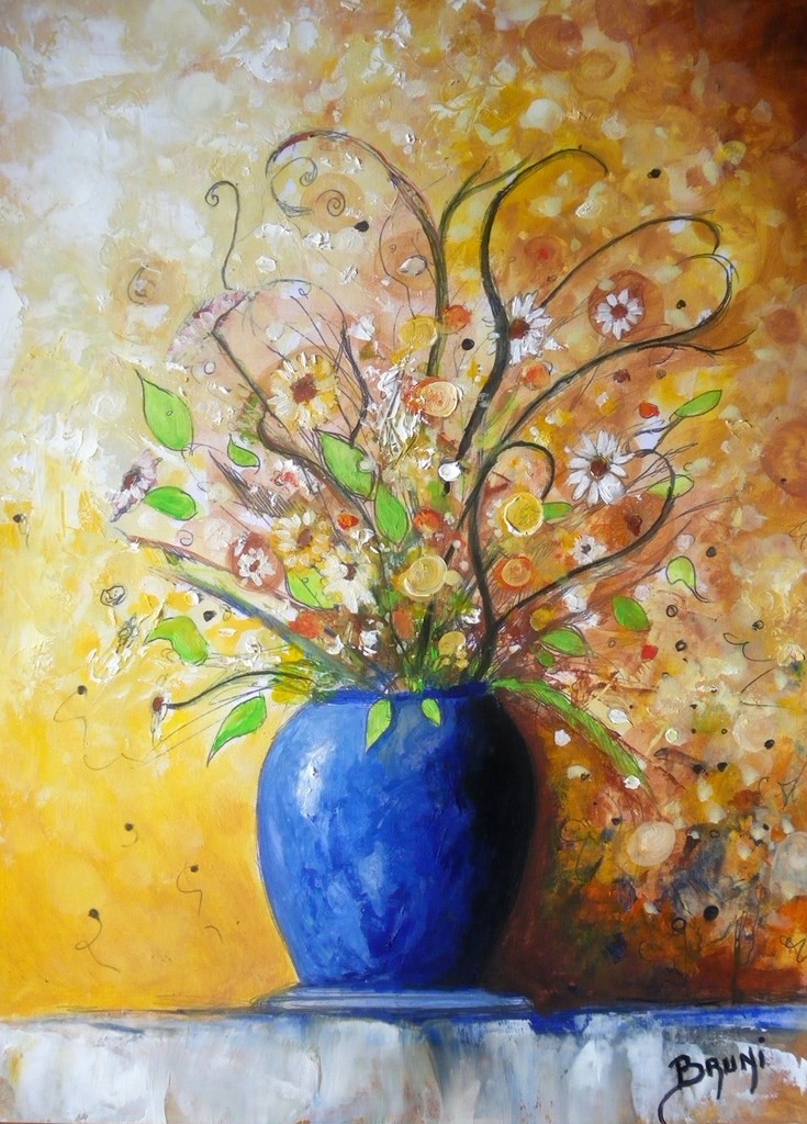 Bouquet au vase bleu - Copyright Bruni Eric